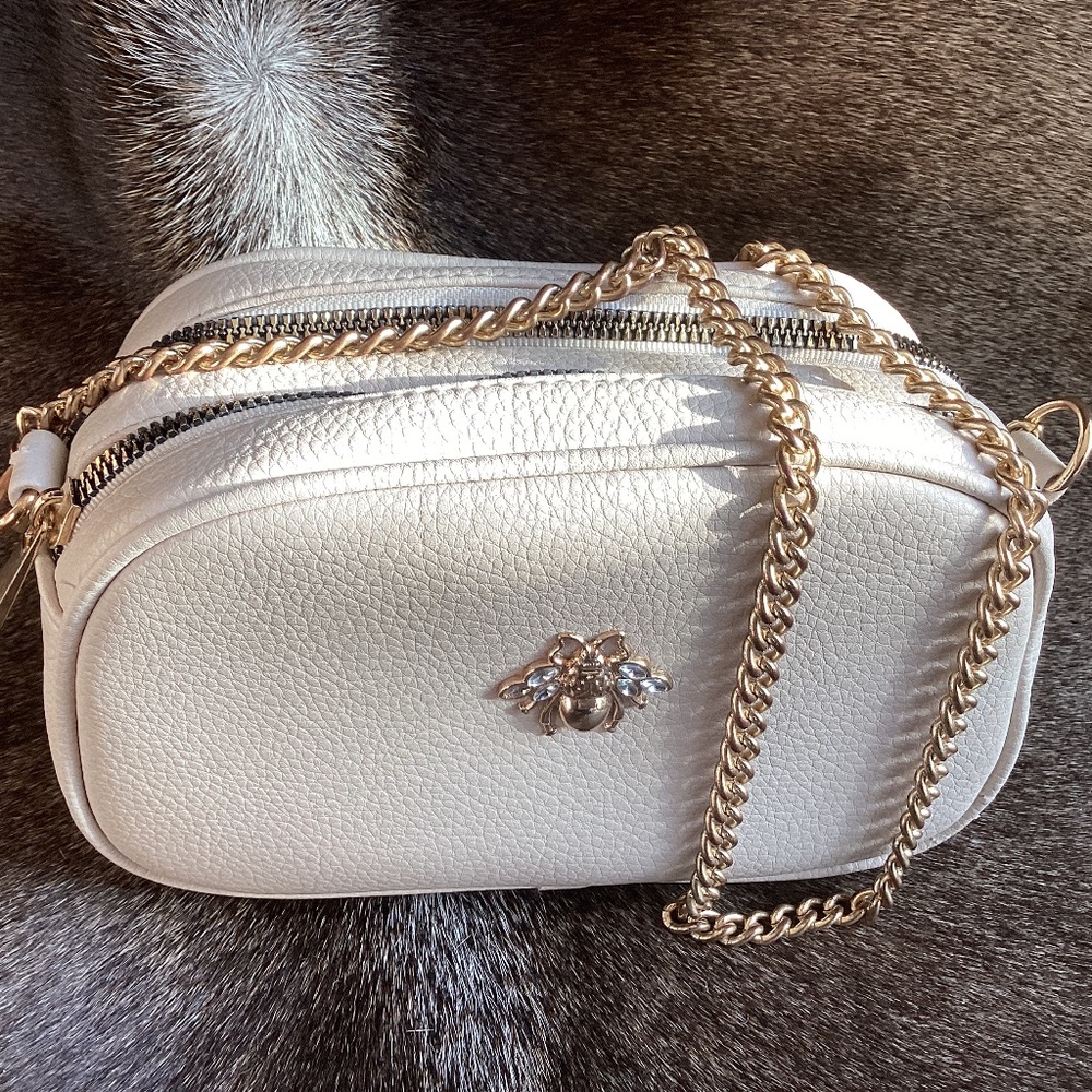 New Look Double Compartment Gold Chain Link Crossbody Handbag